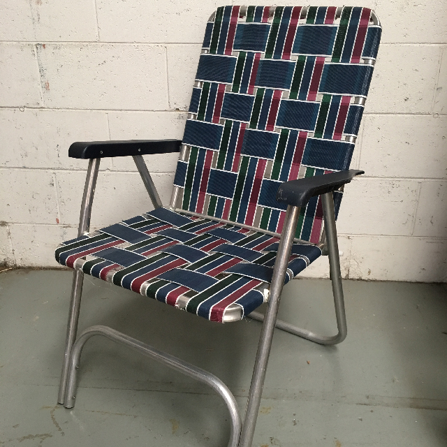 CHAIR, Beach - Navy Maroon Webbing